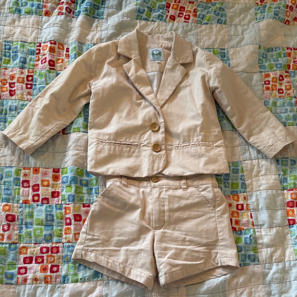 Southern Taters Beige Two-Piece Blazer and Shorts Set
